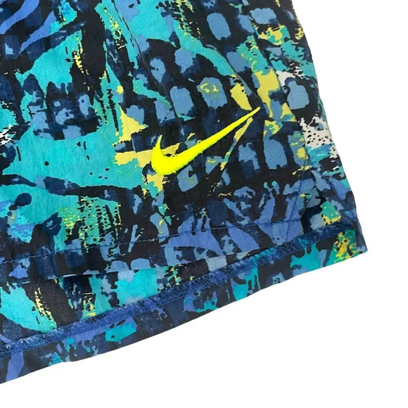 Vtg 90s Nike Shorts Swim Trunks Print All Over Running Baggies Funky Y2k - Picture 5 of 9